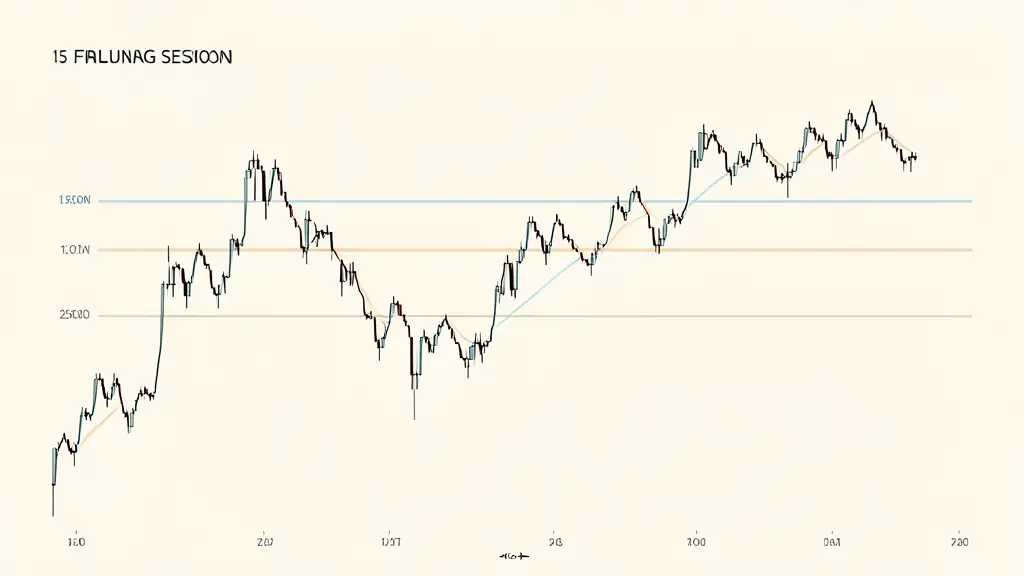A clean financial chart showing the first 15 minutes of a trading session with two clear horizontal lines marking the highest and lowest price points reached.